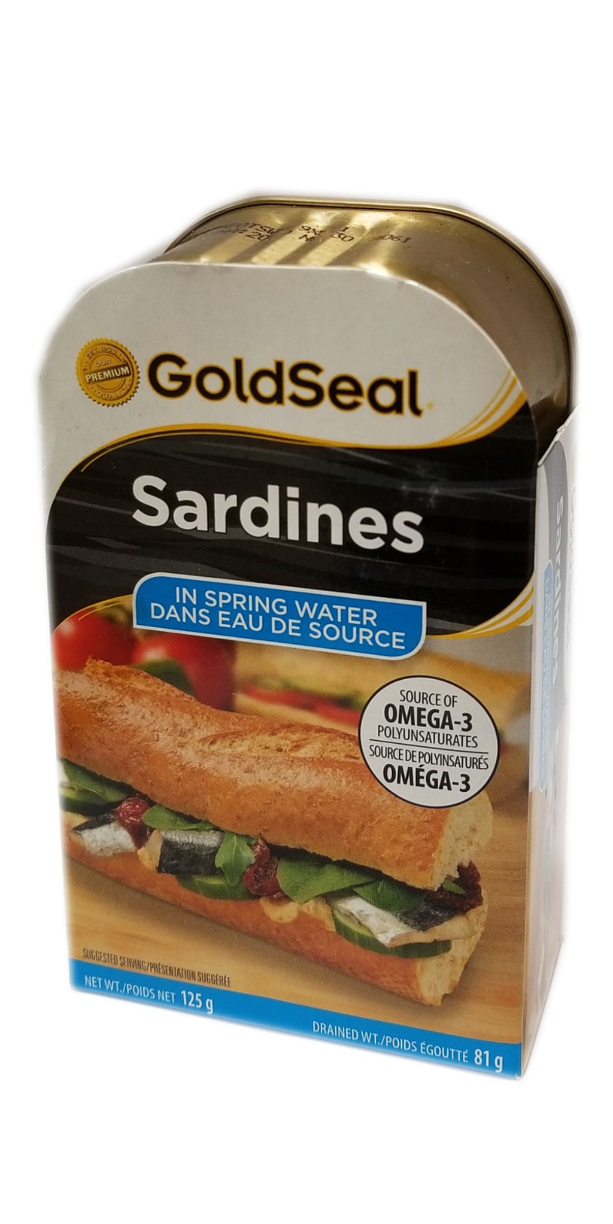 31349 GOLDSEAL SARDINES IN SPRING WATER 12/125g Worldwide Food