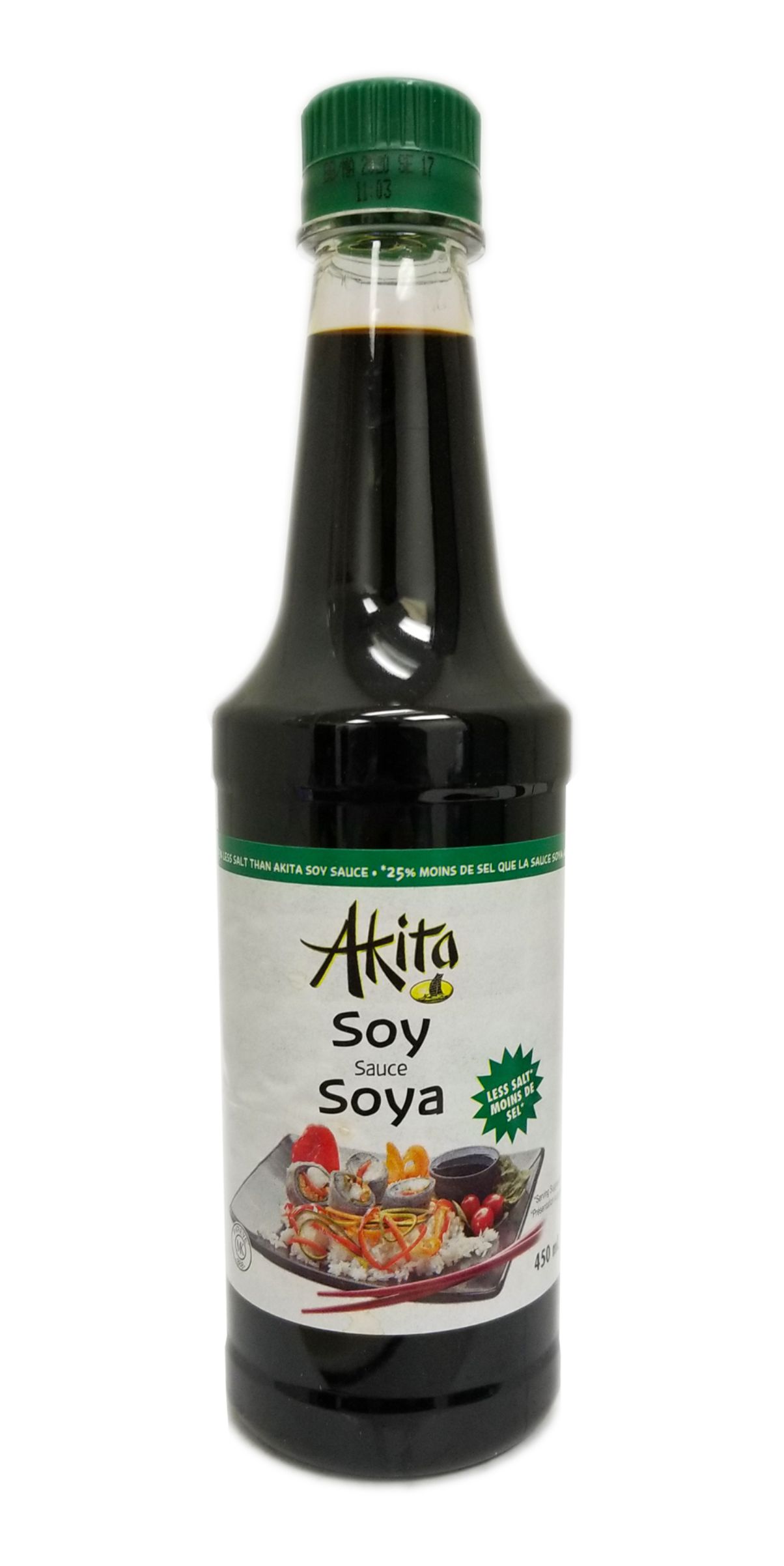 32083 AKITA SOYA SAUCE 25 LESS SALT 12/450mL Worldwide Food