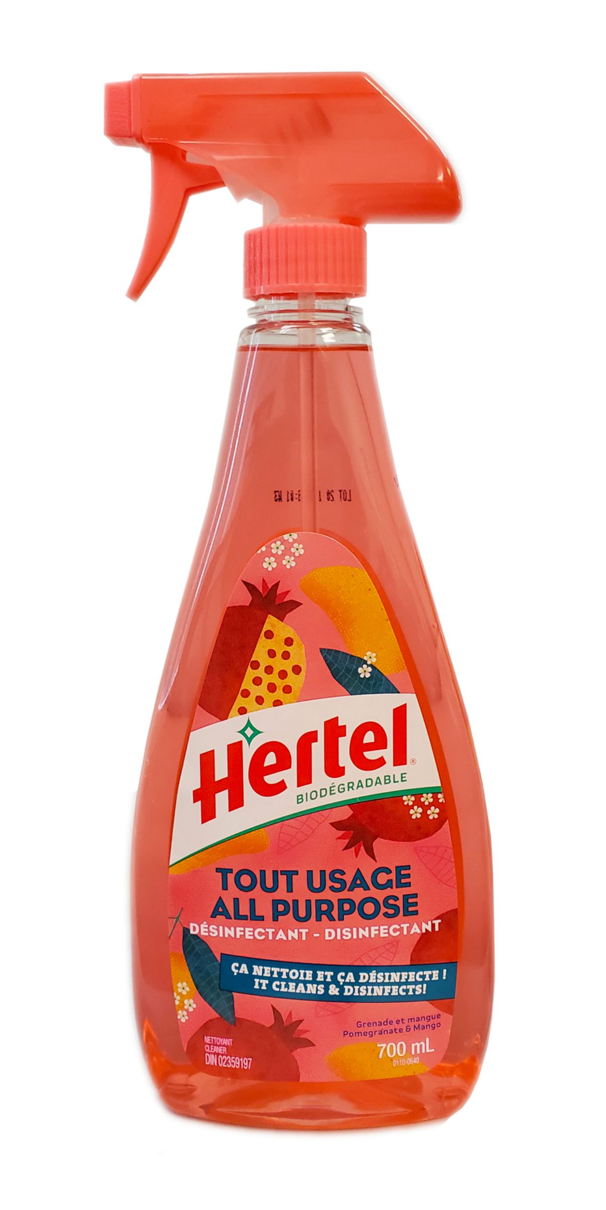 32588 HERTEL ALL PURPOSE DISINFECTANT POMEGRANATE & MANGO 12/700mL